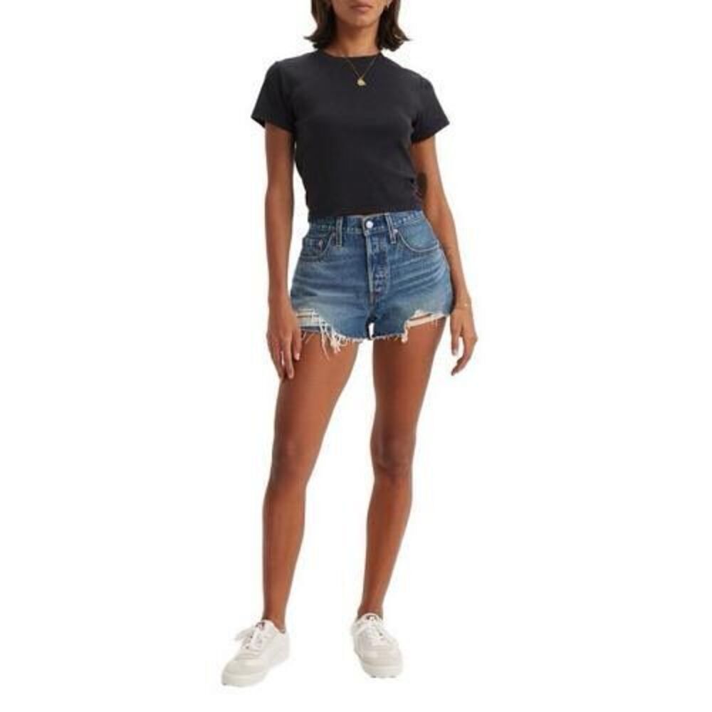 Levi’s 501 Original High Rise Jean Shorts in Darn It Wash Size 27